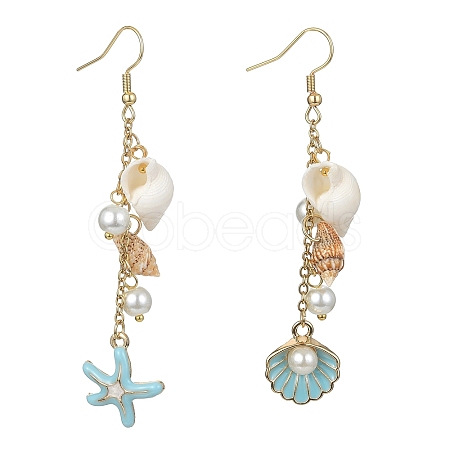 Alloy Enamel Starfish Dangle Earrings EJEW-JE05560-01-1