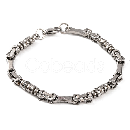 Tarnish Resistant 304 Stainless Steel Rondelle Byzantine Chain Bracelets BJEW-B078-92P-1