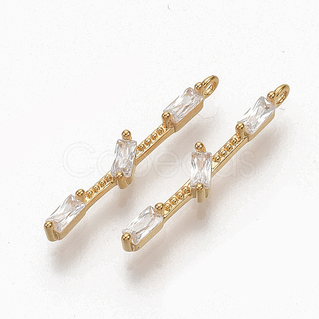 Brass Clear Cubic Zirconia Pendants X-ZIRC-Q021-026G-NF-1