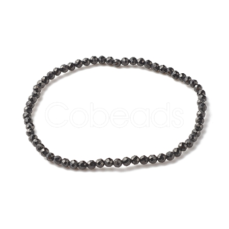 Natural Black Spinel Beads Stretch Bracelet for Women BJEW-JB07420-02-1