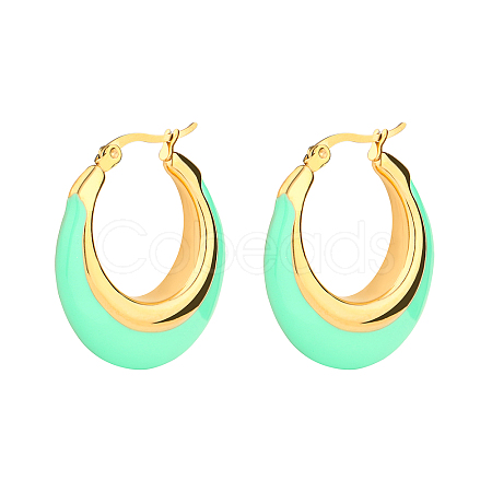 Colorful Double Spelling Crescent U-shaped Gold-plated Drip Glue Earrings PS7751-1-1