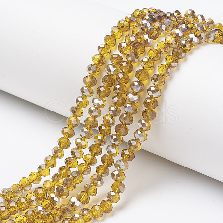 Electroplate Transparent Glass Beads Strands EGLA-A034-T8mm-E02-1