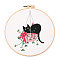 DIY Embroidery Kits, Including Printed Cotton Fabric, Embroidery Thread & Needles, Imitation Bamboo Embroidery Hoop, Cat Pattern, 200mm