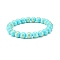 Natural Mashan Jade Round Beaded Stretch Bracelet, Gemstone Jewelry for Women, Cyan, Inner Diameter: 2-1/8 inch(5.4cm), Beads: 8.5mm