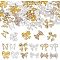 SUPERFINDINGS 72Pcs 12 Style Nail Art Decoration, Zinc Alloy & Rhinestone Nail Jewelry Accessories, Bowknot, Golden & Silver, 7~12x7.5~10x2.5~4mm, 6pcs/style