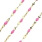 Ion Plating(IP) 304 Stainless Steel Dapped Chains, with Enamel, Soldered, with Spool, Pearl Pink, 11x2x2mm, about 32.81 Feet(10m)/Roll