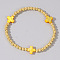 Summer Vacation Style Brass and Cross Shell Bead Bracelet for Women, Yellow, Golden, 6-7/8 inch(17.5cm)