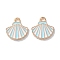 Alloy Enamel Pendants, Shell Shape, Light Blue, 13x12.5x1.5mm, Hole: 1.6mm