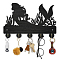 Wood & Iron Wall Mounted Hook Hangers, Decorative Organizer Rack, with 2Pcs Screws, 5 Hooks for Bag Clothes Key Scarf Hanging Holder, Mermaid, 200x300x7mm.