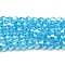 Transparent Electroplate Glass Beads Strands, Pearl Luster Plated, Faceted, Bicone, Deep Sky Blue, 4x4mm, Hole: 0.8mm, about 82~85pcs/strand, 12.01~12.2 inch(30.5~31cm)