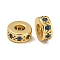 Rack Plating Brass Micro Pave Cubic Zirconia  Beads, Lead Free & Cadmium Free, Long-Lasting Plated, Real 18K Gold Plated, Round, Slate Blue, 7.5x3mm, Hole: 3.5mm