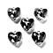 Transparent Resin Enamel Pendants, with Platinum Plated Loop, Heart Charm, Black, 17.5x17.5x10.5mm, Hole: 2mm