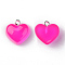 Transparent Resin Pendants, with Platinum Tone Iron Loop, Heart, Deep Pink, 16.5x17x9.5mm, Hole: 1.8mm