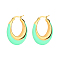 Colorful Double Spelling Crescent U-shaped Gold-plated Drip Glue Earrings, Teardrop, Golden