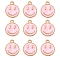 Alloy Enamel Charms, Flat Round with Smiling Face, Pearl Pink, 14.5x12x1.5mm, Hole: 1.5mm