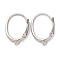 Brass Leverback Earring Findings, with Loop, Long-Lasting Plated, Real Platinum Plated, 22x14.5x3mm, Hole: 1.6mm