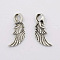 Alloy Pendants, Feather, Antique Silver, Lead Free and Cadmium Free, 32x11x3mm, Hole: 7mm