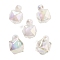 UV Plating Opaque Acrylic Beads, Christmas Theme, Iridescent Two-tone, Top Drilled, Polygon, White, 21x16x16mm, Hole: 3mm