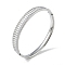 Non-Tarnish 304 Stainless Steel Grooved Hinged Bangles for Women, Stainless Steel Color, Inner Diameter: 2x2-3/8 inch(5.1x5.9cm), 10mm