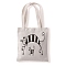 Cute Cat Printed Canvas Women's Tote Bags, with Handle, Shoulder Bags for Shopping, Rectangle, White, 37x33cm