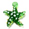 Handmade Lampwork Pendants, Starfish, Green, 34~40x31~36.5x6~9mm, Hole: 3~7mm