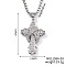 Brass Clear Cubic Zirconia Cross Pendant Box Chain Necklaces Fashionable and Versatile Jewelry Accessory, Platinum, 23.62 inch(60cm)