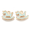 Alloy Enamel Pendants, Cadmium Free & Lead Free, Rocking Horses, Light Gold, Pale Turquoise, 13x16x1.5mm, Hole: 1mm