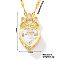 Fashionable Brass Cubic Zirconia Crown Heart-Shaped Pendant Dapped Chain Necklaces for Women, Golden, Clear, 15.75 inch(40cm)