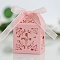 Cross Hollow Candy Paper Gift Boxes, For Wedding Party Supplies, Square with Ribbon, Pearl Pink, 5x5x8cm