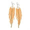 Bohemia Woven Glass Seed Bead Dangle Earrings, Tassel Chandelier Iron Earrings for Women, Orange, 140mm