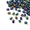 2-Hole Seed Beads, Czech Glass Beads, Plated Style, Blue Plated, 5x3.5x3mm, Hole: 0.5mm, about 5850pcs/bag, 450g/bag