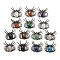 Natural & Synthetic Mixed Gemstone Pendants, Spider Charms, with Rack Plating Antique Silver Tone Brass Findings, Cadmium Free & Lead Free, 36x36x7.5mm, Hole: 3x5.5mm