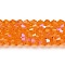 Transparent Electroplate Glass Beads Strands, AB Color Plated, Faceted, Bicone, Orange, 3.5~3.8x3mm, Hole: 0.8mm, about 113~115pcs/strand, 14.17~14.37 inch(36~36.5cm)