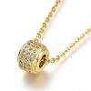 Brass Micro Pave Clear Cubic Zirconia Pendant Necklaces NJEW-A127-08G-1