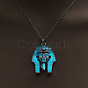 Alloy Pharaoh Cage Pendant Necklace with Luminous Plastic Beads LUMI-PW0001-093AS-01-1