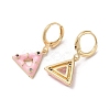 Triangle Real 18K Gold Plated Brass Dangle Leverback Earrings EJEW-L268-030G-01-2