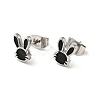 Enamel Rabbit Stud Earrings with 316 Surgical Stainless Steel Pins EJEW-A081-03P-2