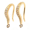 Brass with Crystal Rhinestone Earring Hooks KK-C024-20G-2