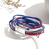 USA Flag Style Independence Day Red Blue White Imitation Leather Cord Bracelet PW-WG9B8F1-01-2