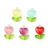 Heart Flower & Leaf Glass Pendants PALLOY-JF02193-1