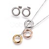 304 Stainless Steel Stud Earrings & Pendant Necklaces Jewelry Sets SJEW-L136-10-2