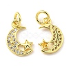 Rack Plating Brass Micro Pave Clear Cubic Zirconia Charms KK-D036-12G-1
