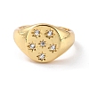Star Cubic Zirconia Signet Ring for Her RJEW-C017-01G-RS-1
