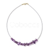 Glass with Natural Gemstone Chip Necklaces NJEW-JN04852-5