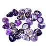 25Pcs Natural Amethyst Viking Runes Engraved Stone PW-WG1414A-01-1