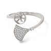 Rhodium Plated 925 Sterling Silver Micro Pave Cubic Zirconia Open Cuff Ring Settings STER-NH0001-56P-2