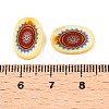 Natural Freshwater Shell Double Face Printed Oval Charms SHEL-T020-05G-3