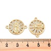 Rack Plating Brass Micro Pave Clear Cubic Zirconia Flat Round Connector Charms KK-C063-20G-3