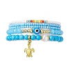 5Pcs 5 Style Evil Eye Lampwork & Synthetic Turquoise & Natural Pearl  Beaded Stretch Bracelets Set BJEW-JB09708-1