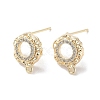 Brass Micro Pave Cubic Zirconia Stud Earring Findings KK-E107-18G-1